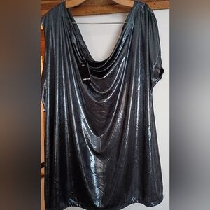 Torrid Metallic Black Draped Top